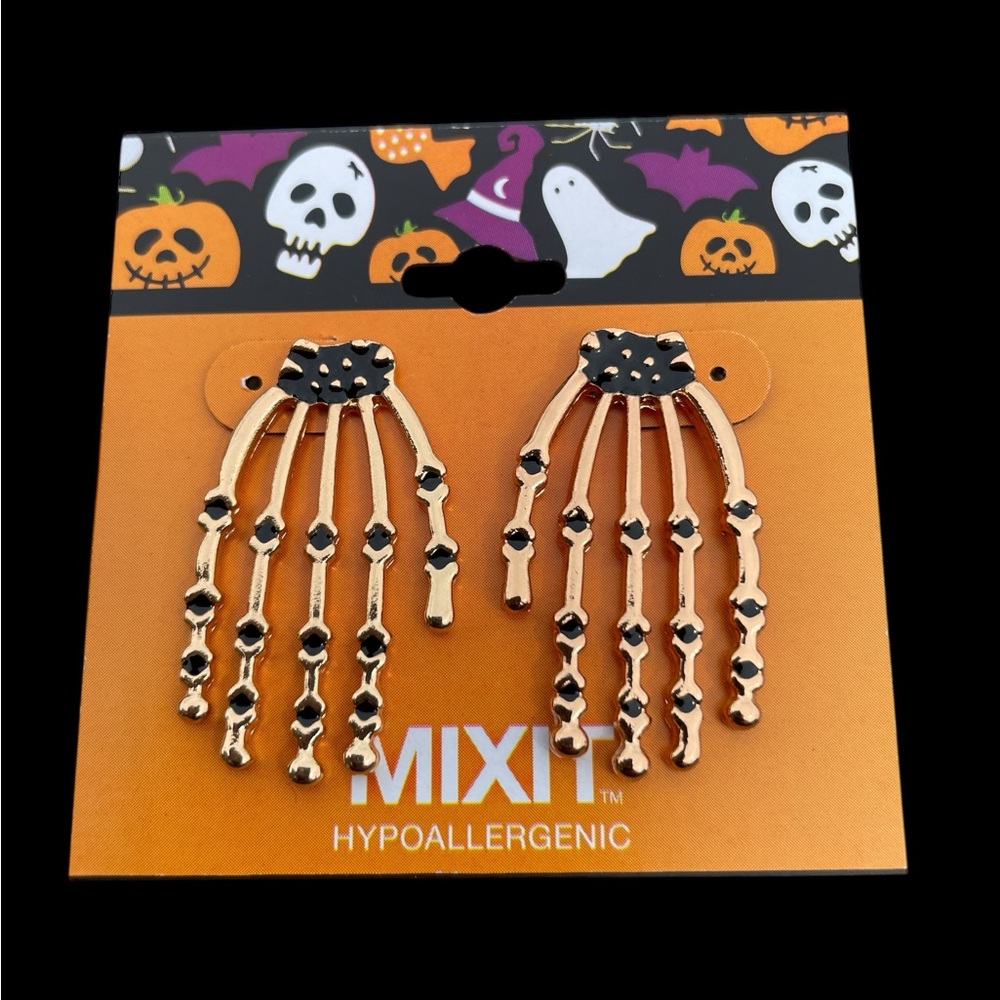 JCPenney Gold Skeleton Hand Earrings